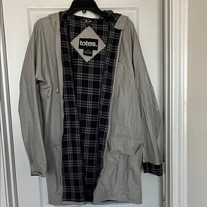 Totes unisex Light Gray Raincoat with Plaid Lining